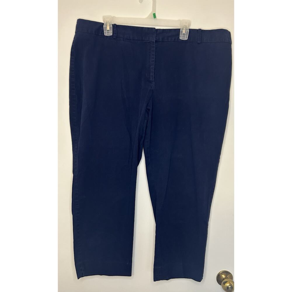TALBOTS Woman Navy Blue Solid Capris Heritage Pants Stretch Pockets Womens 20W